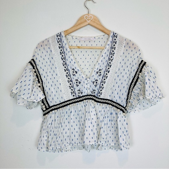 Zara summer boho short sleeve top. Size XS - Picture 1 of 5